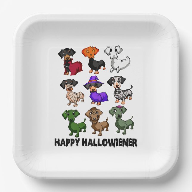 Dackel Happy Halloweiner Funny Dog Halloween Pappteller (Vorderseite)