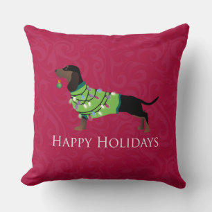 Dackel Happy Holidays Design Kissen
