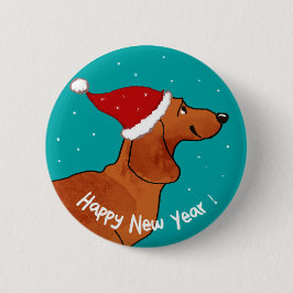 Dackel Happy Neujahrshund Button
