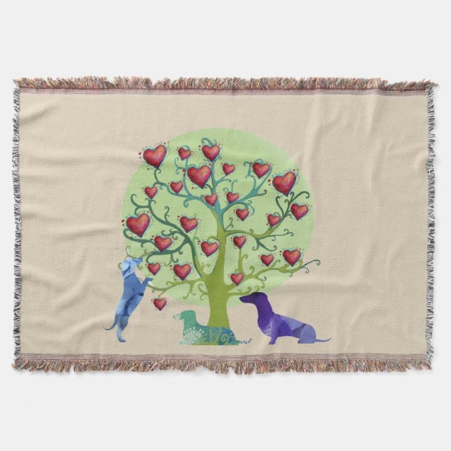 Dackel Hearts Garden Throw Blanket Decke (Vorderseite)