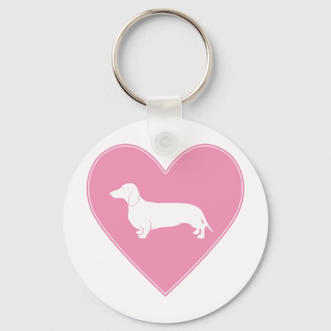 Dackel Herz Classic Pink Schlüsselanhänger (Vorderseite)