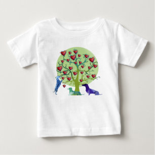 Dackel-Herz-Garten-Kunst-Geldstrafe-Jersey-T - Baby T-shirt