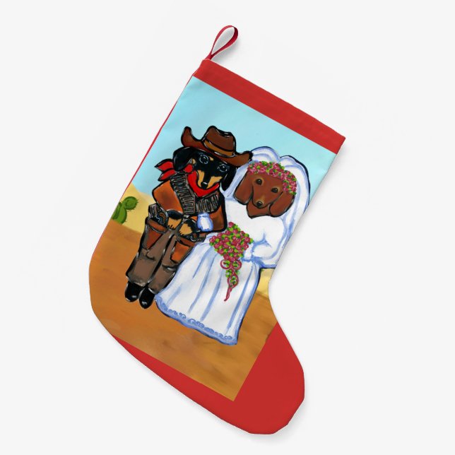 Dackel Hochzeit Kleiner Weihnachtsstrumpf (Vorderansicht (hängend))