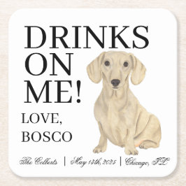 Dackel-Hochzeit mit glatter Creme Rechteckiger Pappuntersetzer