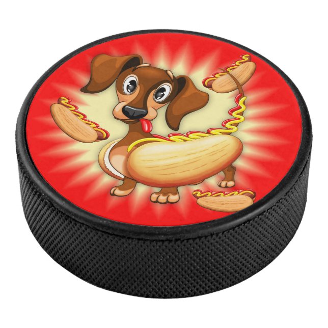 Dackel Hot Dog Eishockey Puck (3/4)
