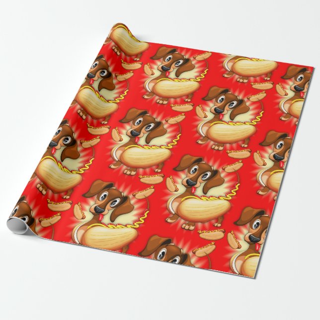 Dackel Hot Dog Geschenkpapier (Ungerollt)