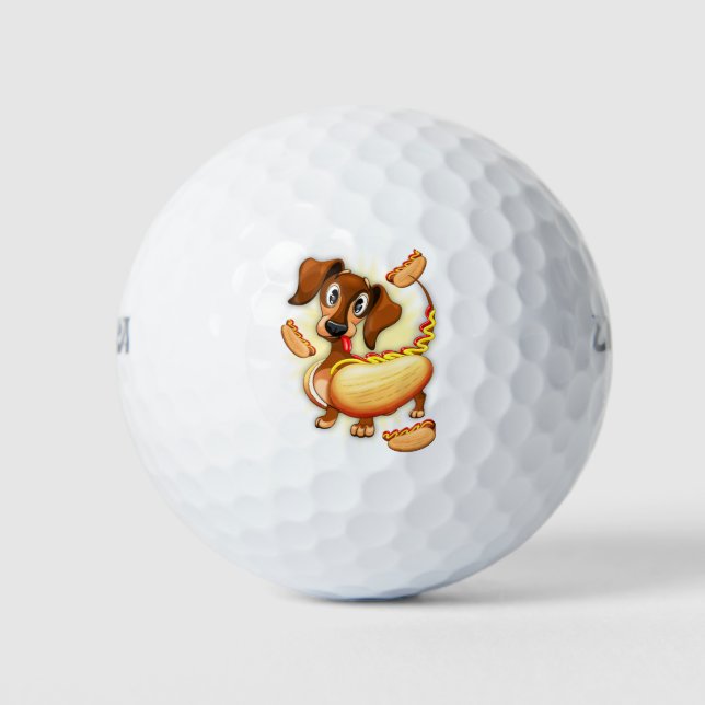 Dackel Hot Dog Golfball (Vorderseite)