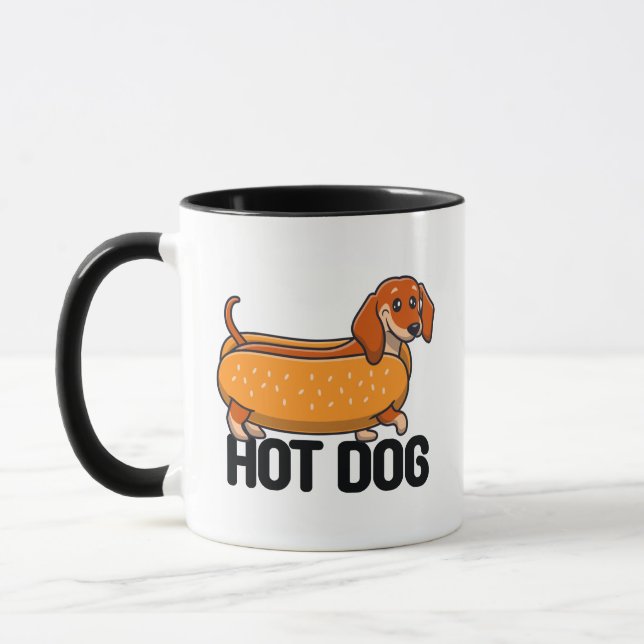 Dackel Hot Dog Tasse (Links)