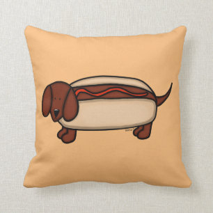Dackel Hot Dog Throw Kissen