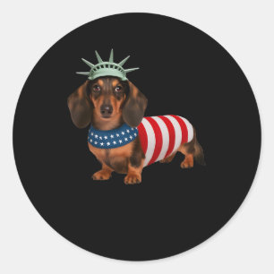 Dackel Hund 4. Juli American Flag Geschenke für Runder Aufkleber