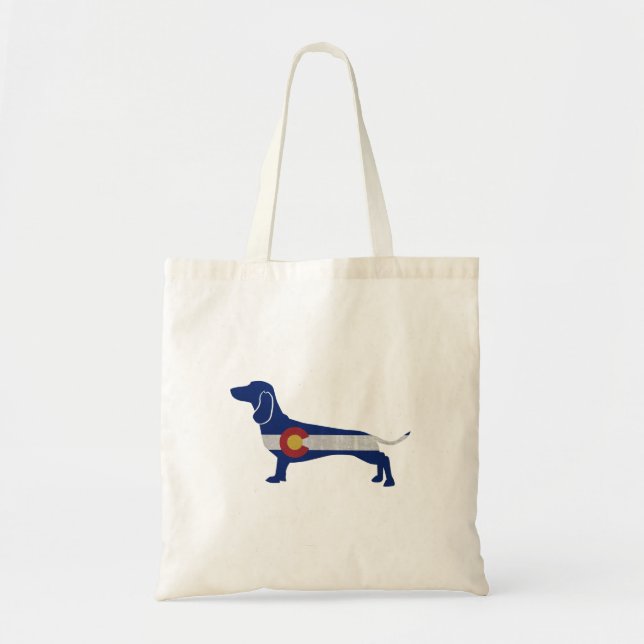 Dackel Hund Colorado Flag Silhouette Tragetasche (Vorne)