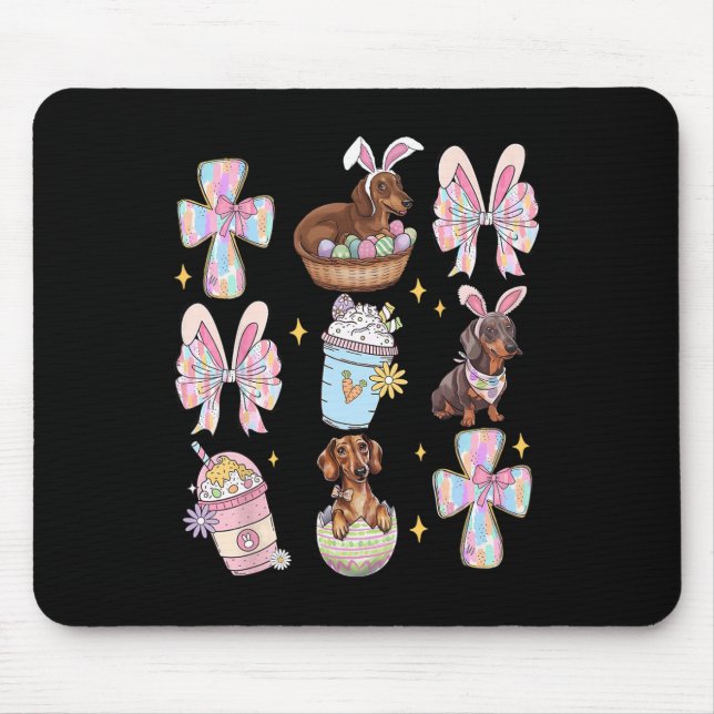 Dackel Hund Dackel Coquette Bow Christliche Dackel Mousepad (Vorne)