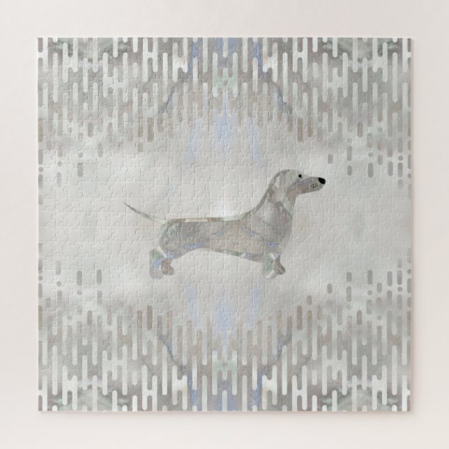 Dackel Hund - Dackel Perle Silhouette Puzzle (Vertikal)