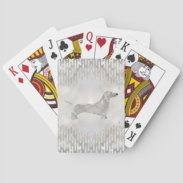 Dackel Hund - Dackel Perle Silhouette Spielkarten (Rückseite)