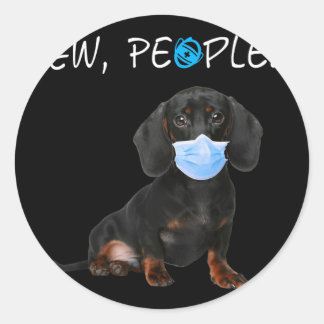 Dackel Hund Ew Hunde Menschen tragen eine Maske Runder Aufkleber