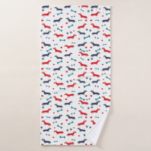 Dackel Hund farbenfrohe Dackeln und Pfoten Badehandtuch