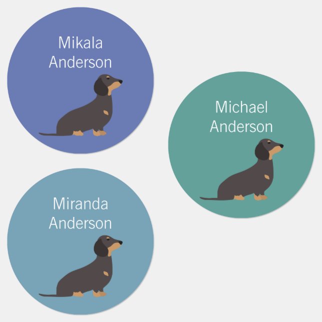 Dackel Hund färbt wasserdichtes Etikett (Gruppe)