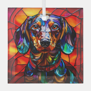 Dackel Hund "gestanztes Glas" Ornament Aus Glas