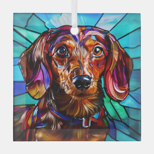 Dackel Hund "gestanztes Glas" Ornament Aus Glas (Vorderseite)
