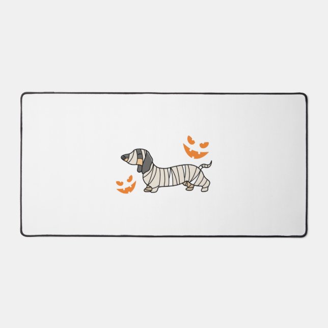Dackel Hund Halloween Candy Corn Vollmond Schreibtischunterlage (Vorderseite)