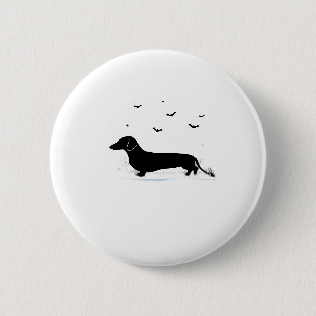 Dackel Hund � Halloween Moon Silhouette Classic Button (Vorderseite)