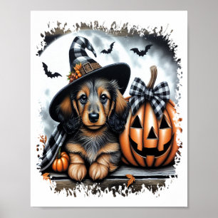 Dackel Hund Halloween Poster