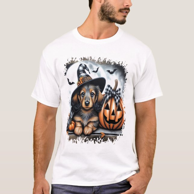 Dackel Hund Halloween T-Shirt (Vorderseite)