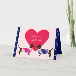 Dackel Hund Herzmonogramm zuerst geklappt Feiertagskarte
