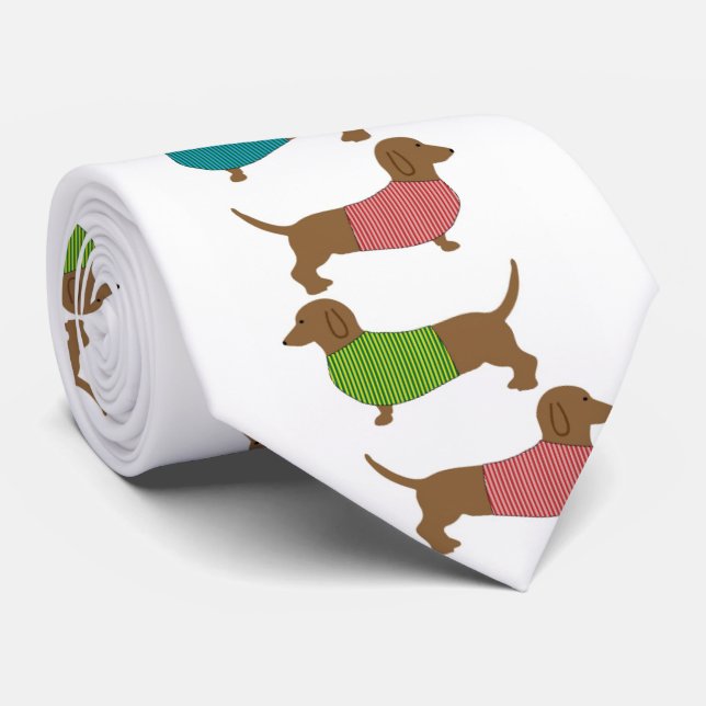 Dackel Hund im Pullover Krawatte (Gerollt)