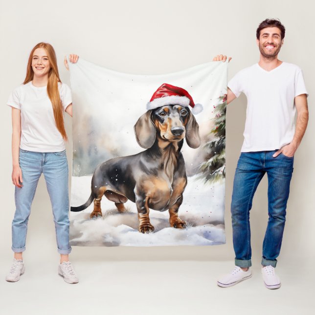 Dackel Hund im Schnee Weihnachten Fleecedecke (Beispiel)