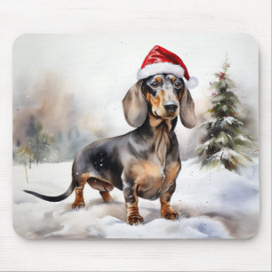 Dackel Hund im Schnee Weihnachten Mousepad