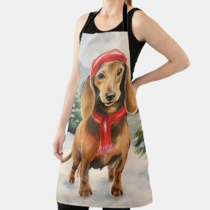 Dackel Hund im Schnee Weihnachten Schürze