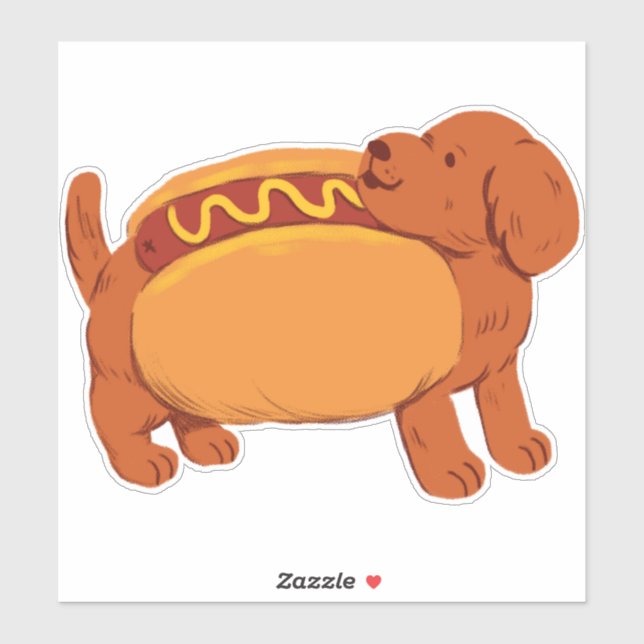 Dackel Hund in Hot Dog Kostüm Custom Cut Vinyl Aufkleber (Blatt)