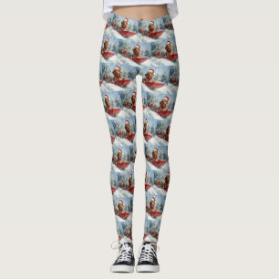 Dackel Hund in Sledge Lass es Schnee Weihnachten Leggings