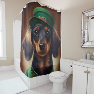 Dackel Hund in St. Patrick's Day Dress Duschvorhang