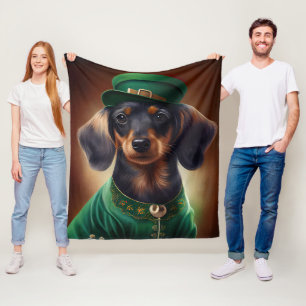 Dackel Hund in St. Patrick's Day Dress Fleecedecke