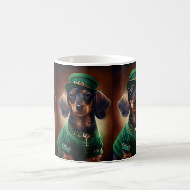 Dackel Hund in St. Patrick's Day Dress Kaffeetasse (Mittel)