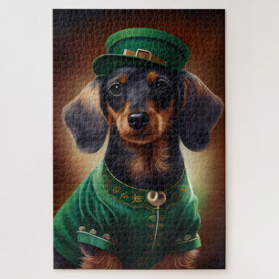 Dackel Hund in St. Patrick's Day Dress Puzzle