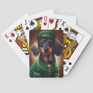 Dackel Hund in St. Patrick's Day Dress Spielkarten
