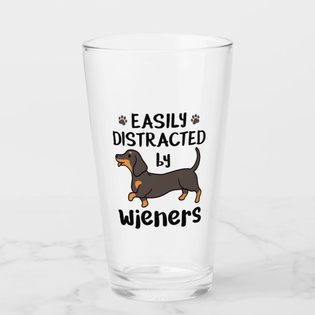 Dackel Hund leicht von Dackeln abgelenkt Glas (Vorderseite)