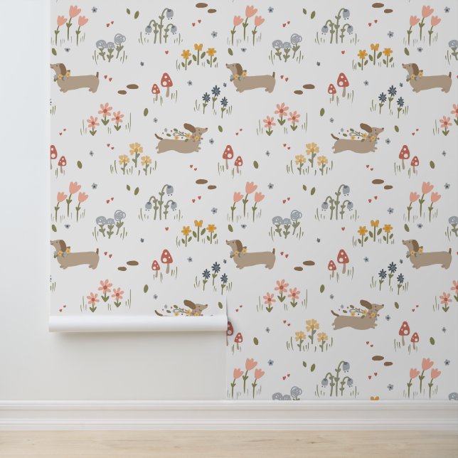 Dackel Hund Lover Kinderzimmer Kinder Schlafzimmer Tapete (Anwendung)