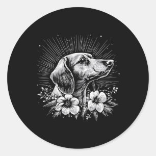 Dackel Hund Lover Retro Stil Tattoo Runder Aufkleber