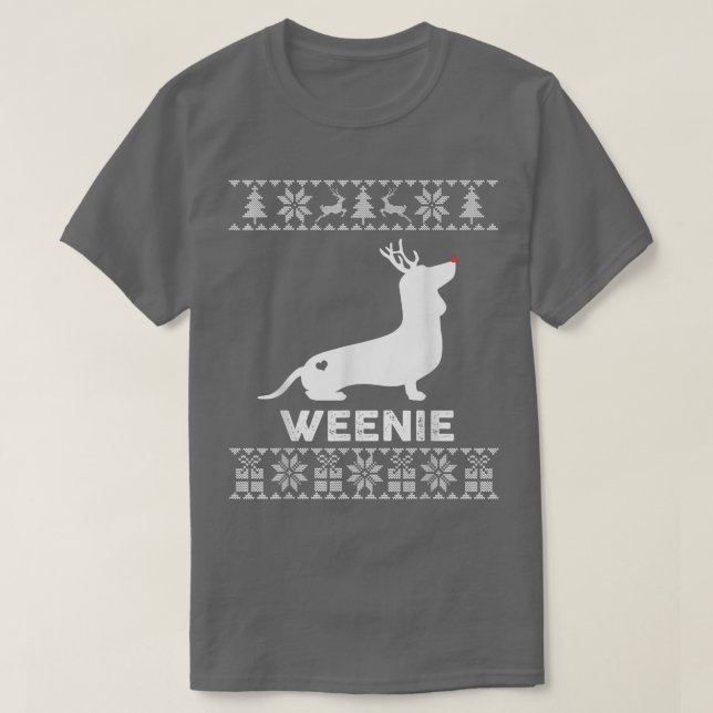 Dackel Hund Lover Würstchen Rentier Ugly Weihnacht T-Shirt (Design vorne)