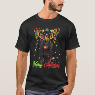 Dackel Hund mit Antlern frohe Weihnachten Weihnach T-Shirt