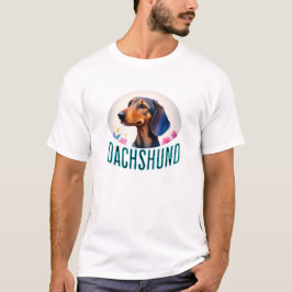 Dackel Hund mit Blume T-Shirt