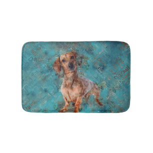 Dackel Hund Mixed Media Art Badematte