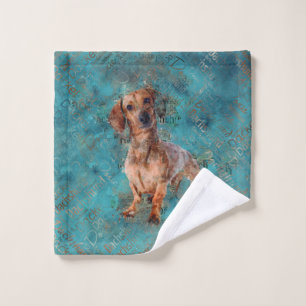 Dackel Hund Mixed Media Art Waschlappen
