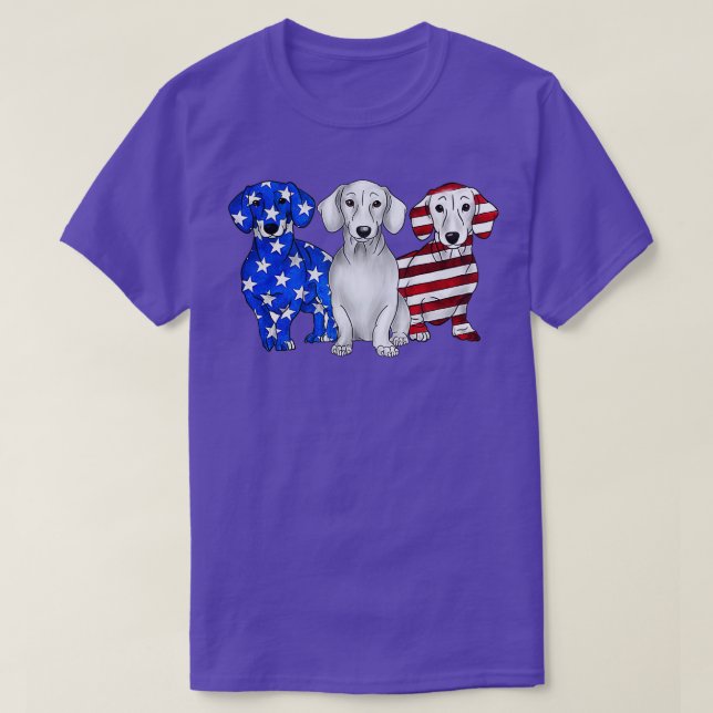 Dackel-Hund Patriot Happy Unabhängigkeitsgeschenk T-Shirt (Design vorne)