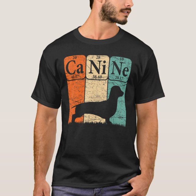 Dackel Hund Periodische Tischelemente Hundekanine T-Shirt (Vorderseite)