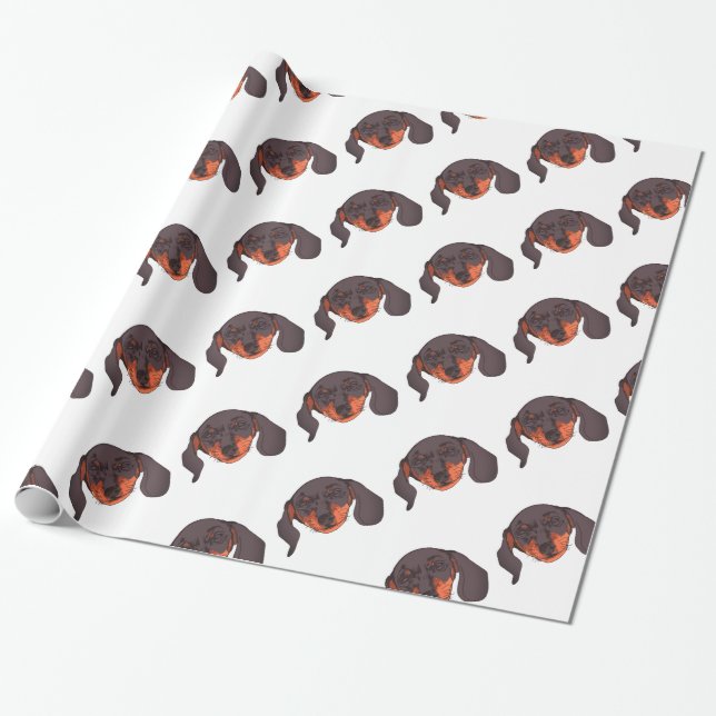Dackel Hund Portrait Geschenkpapier (Ungerollt)